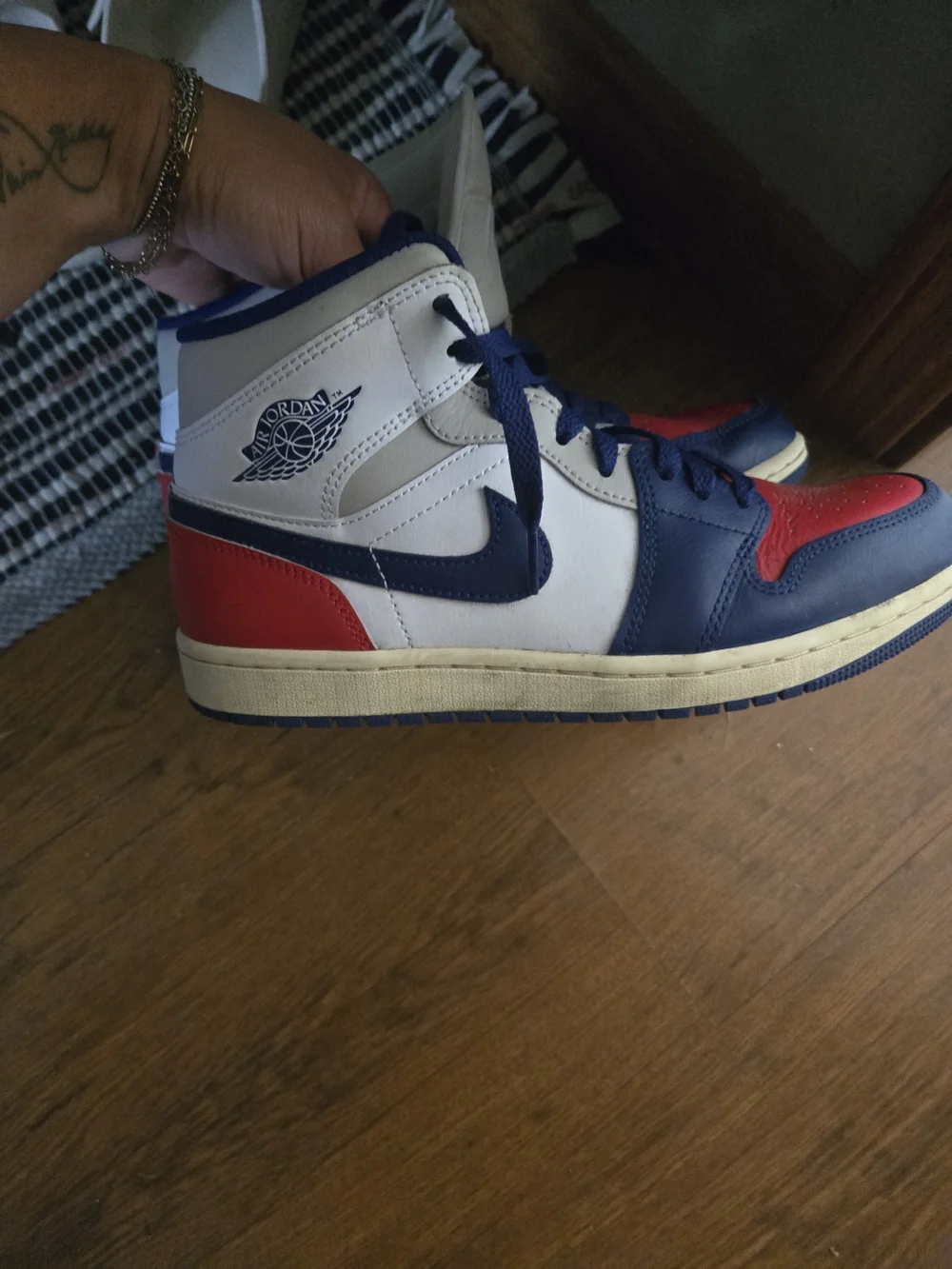 Jordan Men’s High-Top Sneakers — White / Navy / Red